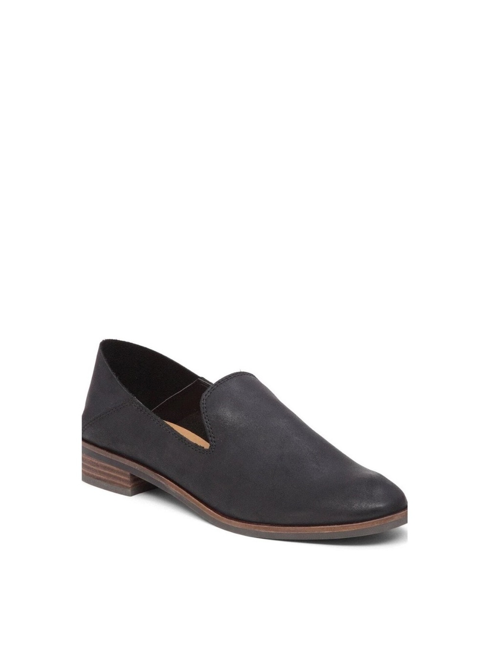 Lucky Brand Cahill Black Leather Loafer Flat Womens Size 10 Casual Minimalist